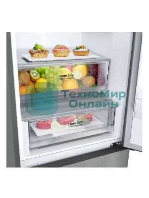 Холодильник LG GC-B459ANMW серебристый двухкамерный 234/110л морозилка снизу, No Frost