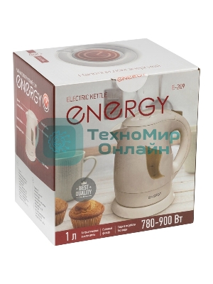 Чайник электрический Energy E-209 пластиковый,1л,бежевый, 780-900 Вт, 220В (в уп. 12 шт)