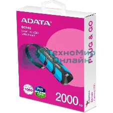 Внешний SSD ADATA SC740, 2TB, USB 3.2 Gen 2 Type-C, R/W 1050/1000, синий