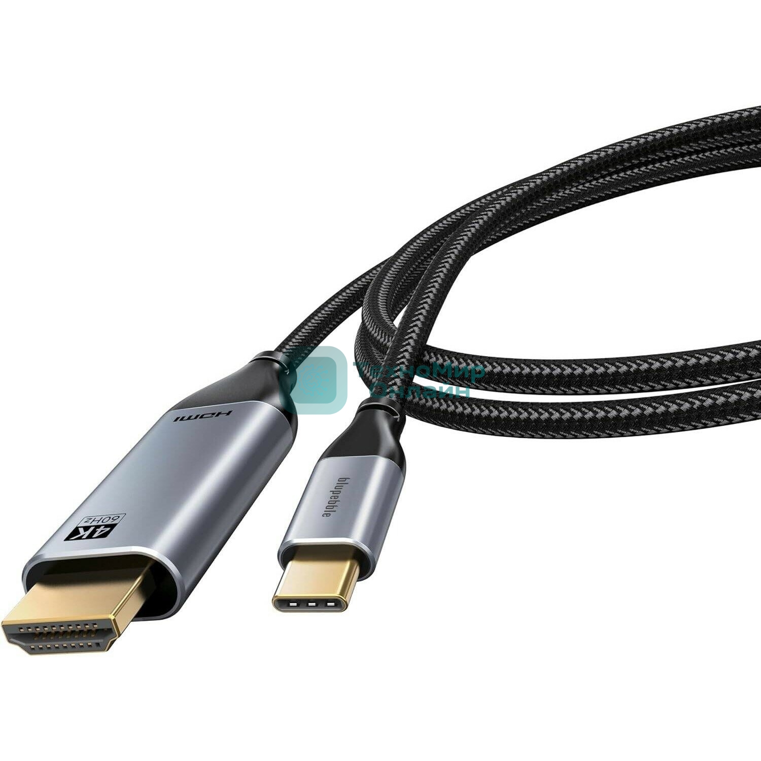 Bion Кабель USB Type-C - HDMI (M/M), 4K@60Hz, металлический корпус, 2 м