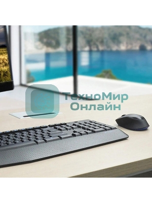 Комплект клавиатура+мышь Logitech MK345 беспроводной, USB, 1000 DPI, чёрный/серый