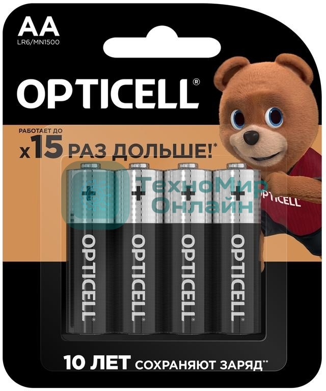 Элемент питания алкалиновый AA/LR6 (блист. 4шт) Basic Opticell 5051001