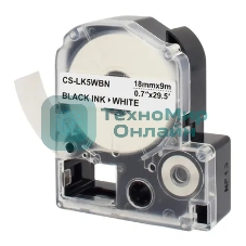 Картридж ленточный Cactus CS-LK5WBN черный шрифт, белый фон (18 мм, 9 м) для Epson LW300/LW400/LW700/LW600P/LW1000P