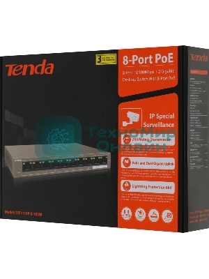 Коммутатор Tenda TEF1110P-8-102W 8PORT 100M 8POE