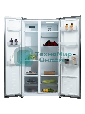 Холодильник Бирюса SBS 541 TWG текстурированное белое стекло двухкамерный 343/198 л морозилка слева, NoFrost, Side-by-side