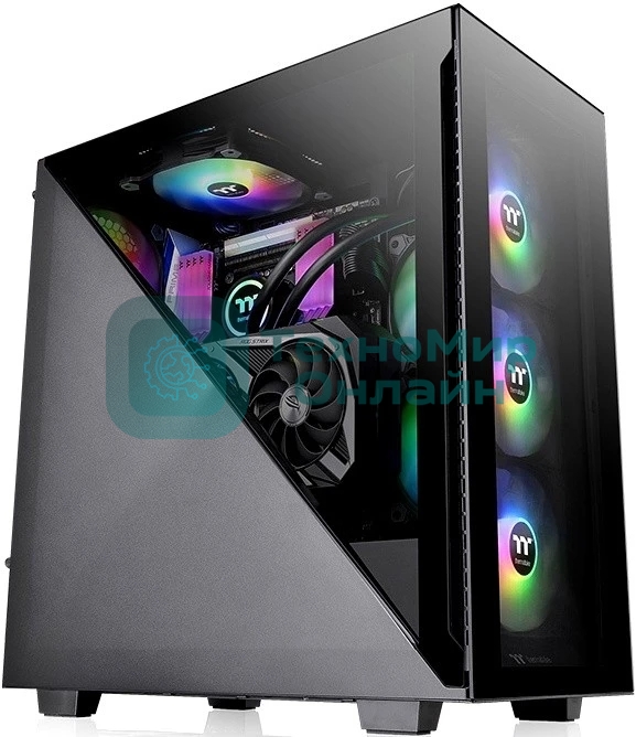 Компьютерный корпус Thermaltake Divider 300 TG ARGb черный без БП ATX 2x120мм 2xUSB 3.0 audio front door bott PSU