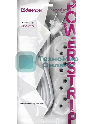 Удлинитель без заземления Defender B240 10 А, 7 м, без заземления