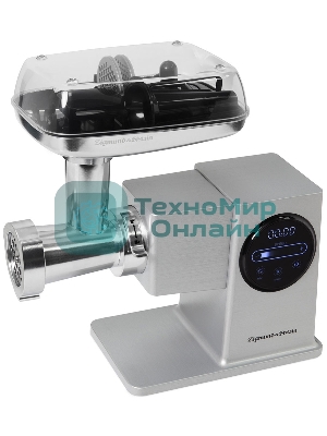 Мясорубка электрическая Zigmund & Shtain ZMG-055 серебристый, 2700 Вт, 2.7 кг/мин, реверс, защита от перегрузки, насадки - 8