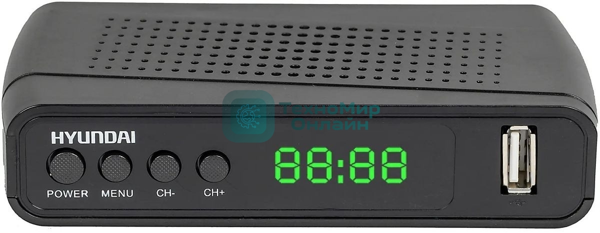 Приставка для цифрового ТВ Hyundai H-DVB520 черный, DVB-T2, DVB-T, DVB-C, HDMI, USB 2.0 х2