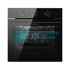 Духовой шкаф Kuppersberg HO 603 Black Glass, High-Tech, 78 л, поворотное управление, таймер, 6 режимов, макс. температура 310 градусов, энергоэффективность А, цвет черный, цвет фурнитуры черный