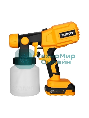 Краскопульт электрический аккумуляторный DEKO SG20DK, 20В, 800 мл, 1x3.0А·ч 083-1133
