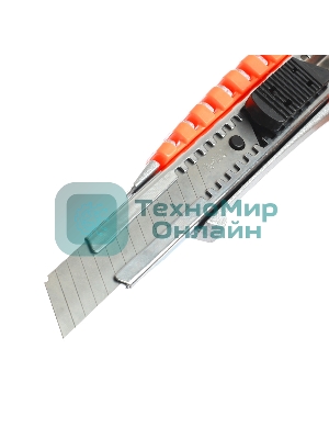 Нож строительный PATRIOT CKP-183, с выдвижным сегментированным лезвием, автофиксатор, двухкомпонентный алюминиевый корпус, 18мм