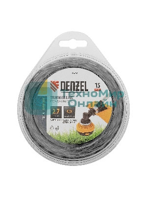Леска для триммера Denzel двухкомпонентная эллипс, 2,7мм х 15м, блистер EXTRA CORD