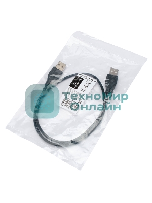 Кабель USB2.0 Cablexpert CC-USB2-AMAM-0.6M, AM/AM, экран, 28/26AWG, медь, Pro, 0.6м, черный, пакет