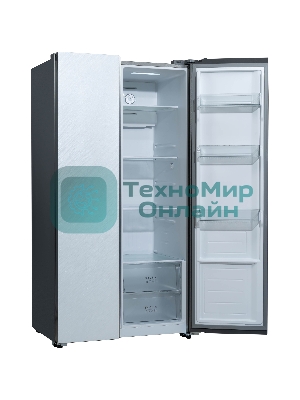 Холодильник Бирюса SBS 541 TWG текстурированное белое стекло двухкамерный 343/198 л морозилка слева, NoFrost, Side-by-side