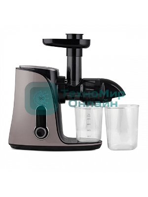 Соковыжималка BQ J2001 чёрный/серебристый, шнековая горизонтальная, 150 Вт, 450 мл, электронное, реверс