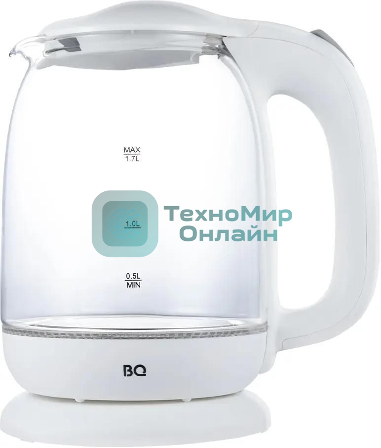 Электрочайник BQ KT1830G белый, 1.7 л, 2200 Вт, скрытый нагревательный элемент
