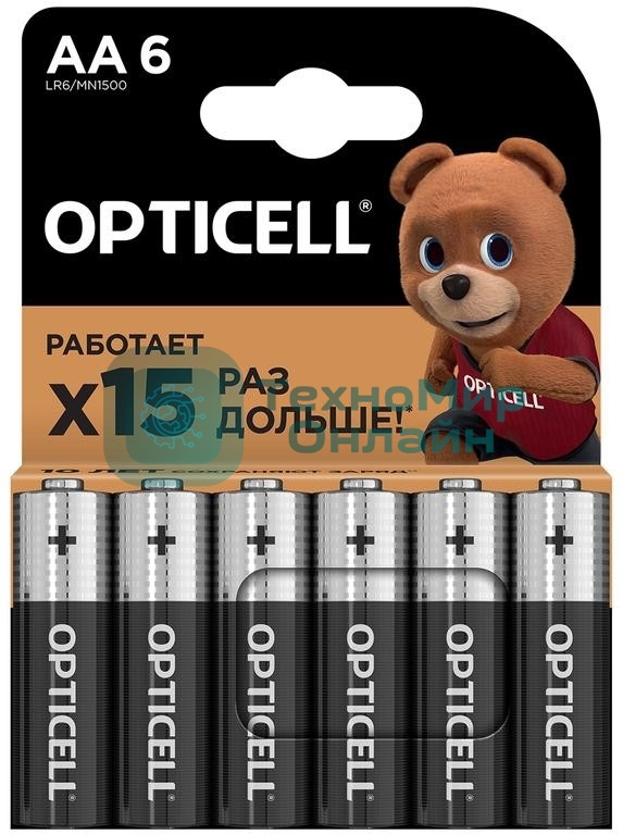 Элемент питания алкалиновый AA/LR6 (блист. 6шт) Basic Opticell 5051006