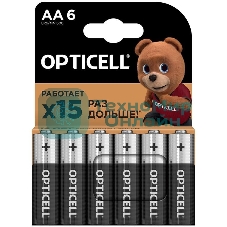 Элемент питания алкалиновый AA/LR6 (блист. 6шт) Basic Opticell 5051006