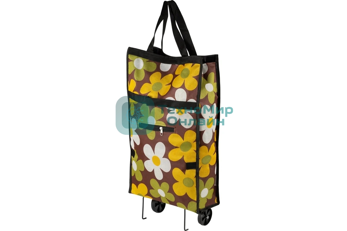 Сумка-тележка складная Рыжий кот ATB-03 Ромашки, 61*32*13 см