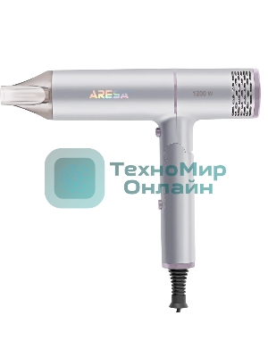 Фен Aresa AR-3230 серебристый, 1250 Вт, компактный
