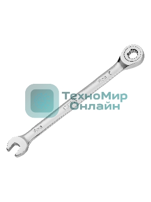 Ключ комбинированный трещоточный Denzel 7 мм, CrV, матовый хром