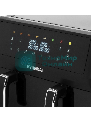 Аэрогриль Hyundai HYF-9089 черный, 2400 Вт, 11 л, сенсор, 9 программ