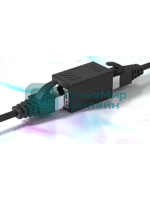Модуль RJ-45 (F) <->RJ-45(F),FTP, проходной, ABS пластик, черный, cat.5e VCOM CT251S
