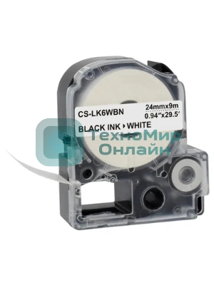 Картридж ленточный Cactus CS-LK6WBN черный, 24мм, 9м для Epson LW700/LW600P/LW1000P/Z700/Z900