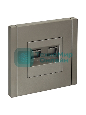 Розетка компьютерная IEK FORTE&PIANO FP533 2-ая RJ45 кат.5E сталь