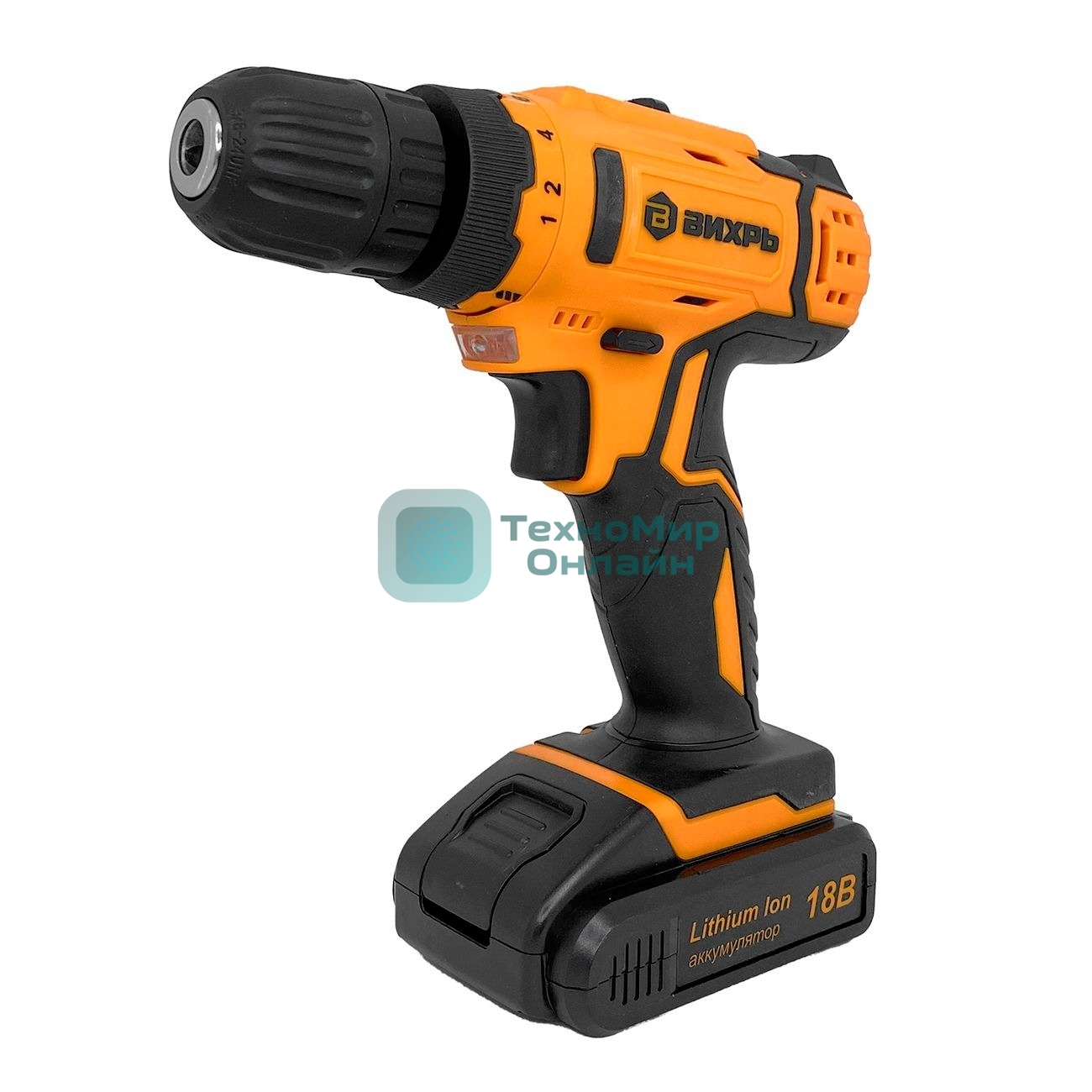 Дрель-шуруповерт Вихрь ДА-45/22Li-2, 18 В, 2 Ач, 45 Нм, щеточный