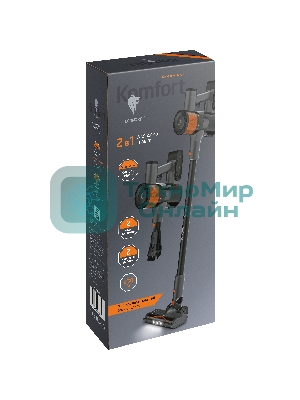 Пылесос вертикальный Leonord LE-1415 DC черный, питание от аккумулятора, 230 Вт, уборка сухая, пылесборник 0,5 л