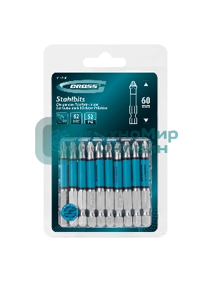 Бита Gross PH2х60 мм, сталь S2, кругл., 10 шт.