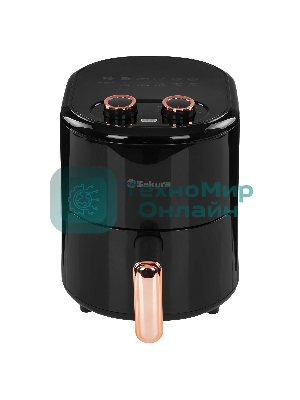 Аэрогриль Sakura SA-7677BK черный, 1200 Вт, 4 л, механическое управление, 9 программ