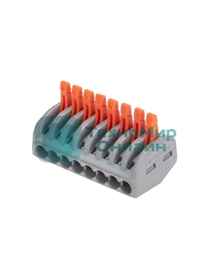 Универсальная клемма Rexant СМК 222-418, 8-проводная серый 0,08-2,5/4 мм² (20 шт/уп)