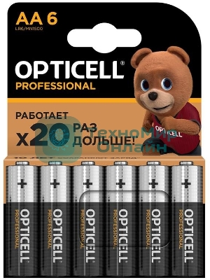Элемент питания алкалиновый AA/LR6 (блист. 6шт) Professional Opticell 5052003