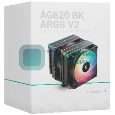 Кулер для процессора DEEPCOOL AG620 BK ARGB V2 черный 120мм алюминий+медь 1850rpm 29.4db 4-pin 260W 157мм