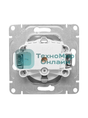 Механизм розетки EKF UP1-SOA-111 16А, с заземлением, со шторками, алюминий Эпика