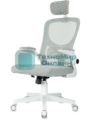 Кресло офисное Бюрократ MC-W101-H светло-серый TW-02 TW-20 сетка/ткань, крестов. пластик, пластик белый