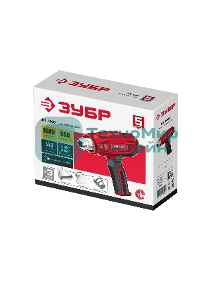 Фен технический Зубр ФТ-1600мастер. слюдяной изолятор насадки 2 режима 350град/350л/мин
