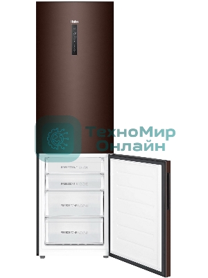 Холодильник Haier C4F740CLBGU1 коричневый двухкамерный 286/115л морозилка снизу, No Frost