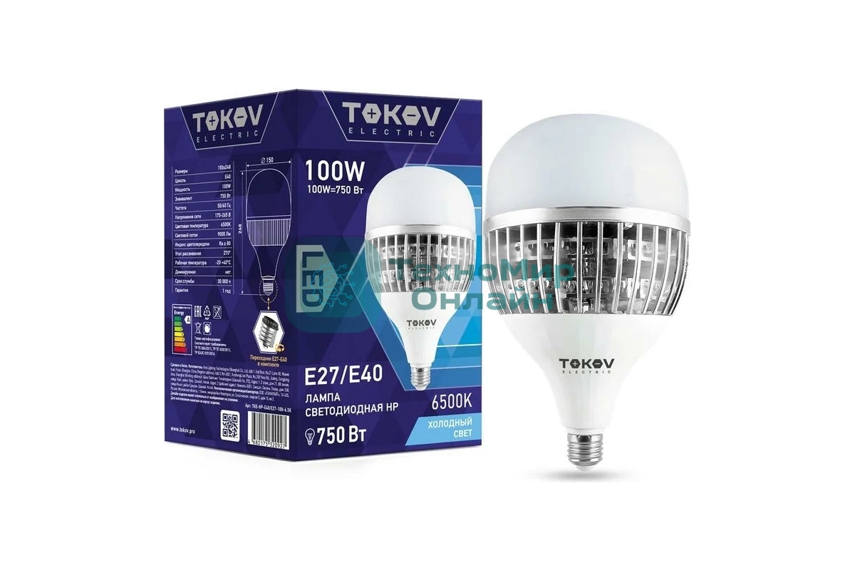Лампа светодиодная TOKOV ELECTRIC 100Вт HP 6500К E40/Е27 176-264В