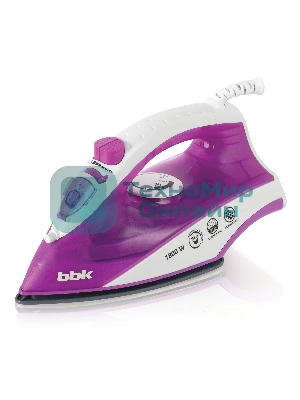 Утюг BBK ISE-1802 фиолетовый/белый, 1800 Вт, 20 г/мин, 60 г/мин, 180 мл