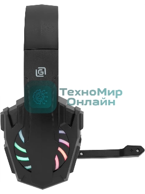 Гарнитура Oklick HS-L355G чёрный, проводная, 3.5 мм, подсветка