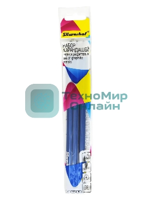 Набор карандашей чернографитных Silwerhof Zeichner 2мм HB, шестигранный, дерево синий, пакет с европодвесом (3шт)