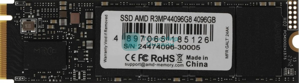 Накопитель SSD AMD Radeon, 4Tb, PCIe 4.0 x4, M.2 2280, NVMe, R/W 7300/6500