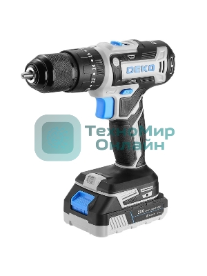 Дрель-шуруповерт Deko DKCID20FU-Li, 20 В, 2 Ач, 40 Нм, щеточный, ударный