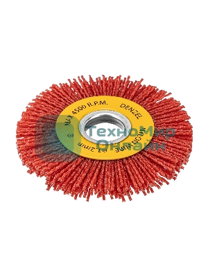 Щетка для УШМ Denzel 100 мм, плоская, нейлоновая щетина, посадка 22,2 мм