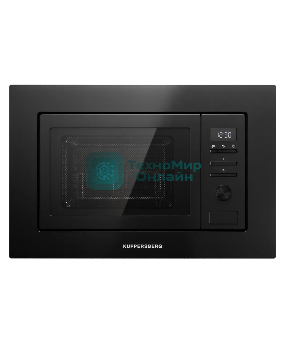 Встраиваемая микроволновая печь Kuppersberg HMW 621 B, объем 20 л, мощность 800 Вт, 5 уровней мощности, гриль, 8 автоматических программ, размораживание, кнопочное управление/утапливаемый поворотный переключатель, черный