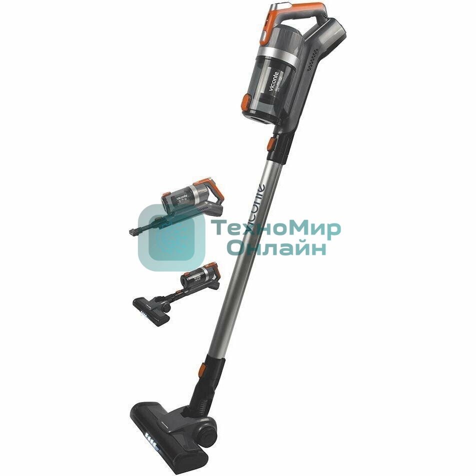 Пылесос вертикальный Viconte VC-399 серый/черный, питание от аккумулятора, 150 Вт, уборка сухая, пылесборник 0.5 л